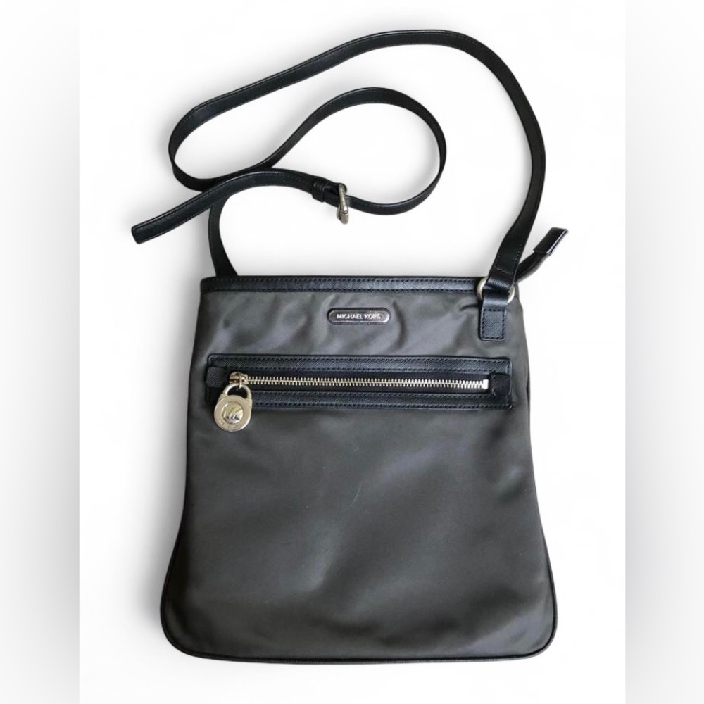 Michael Kors Gray Nylon Crossbody with Silver Hardware